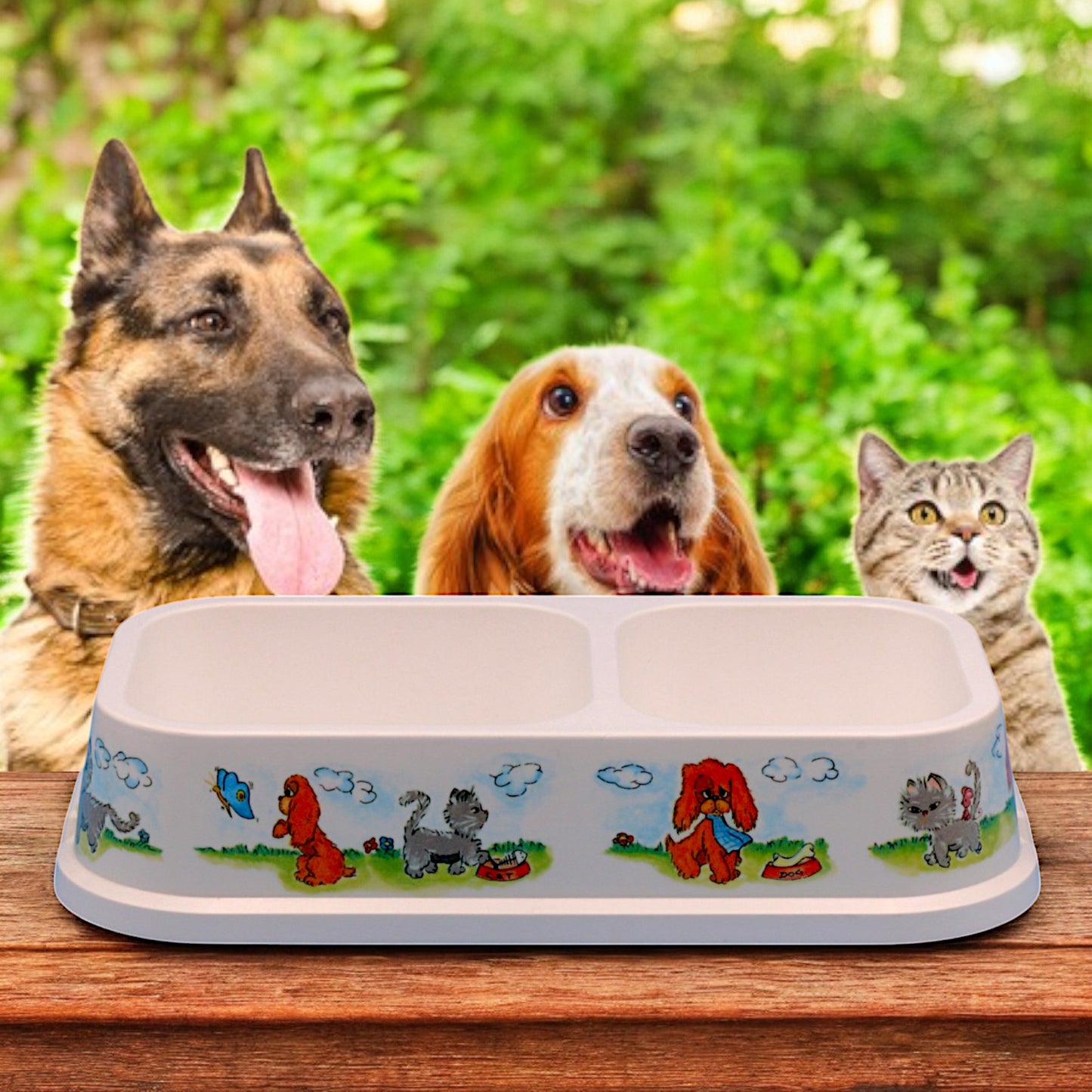 Comedero doble para perros y gatos