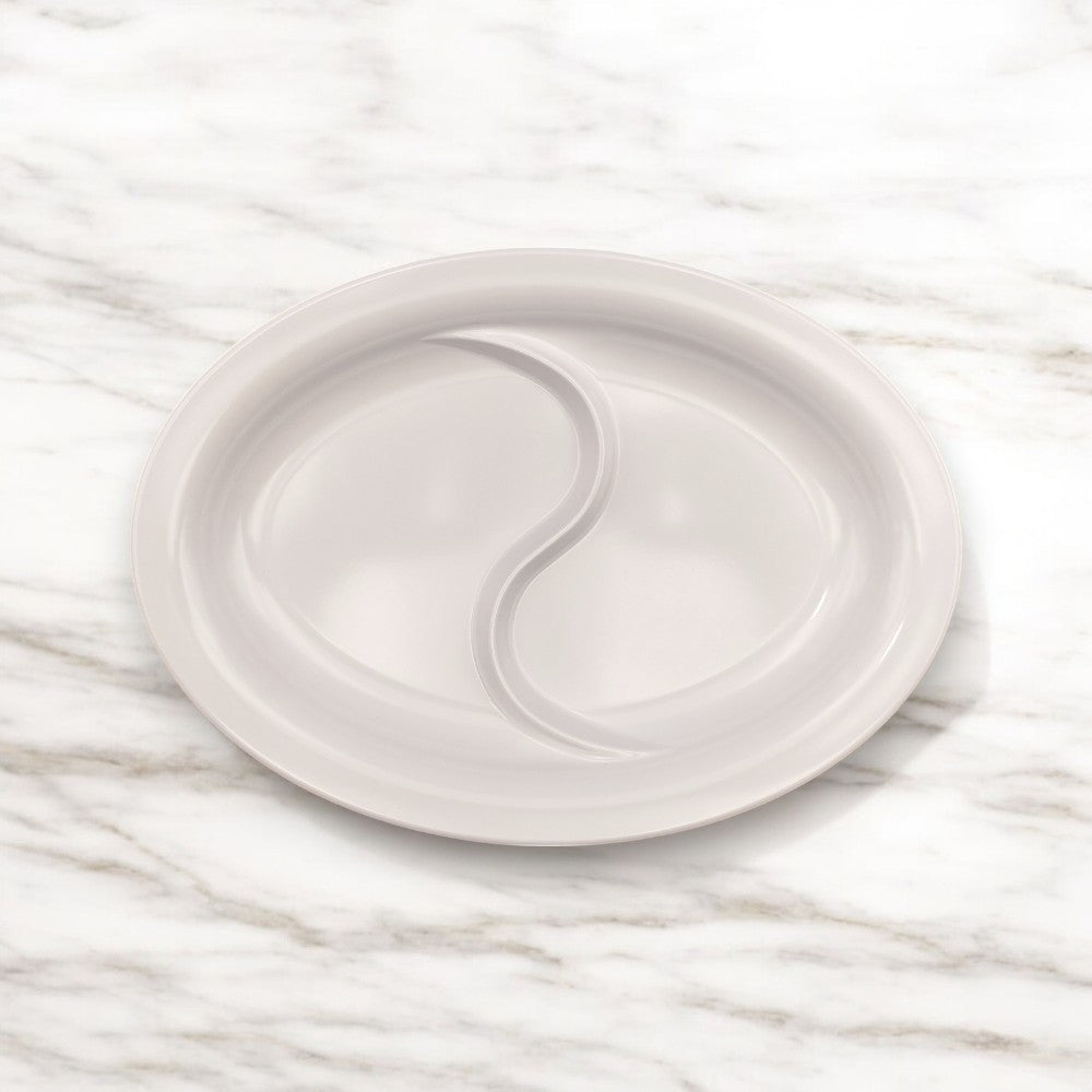 Oval Bis - Plato ovalado con 2 compartimentos 30,5x22 cm